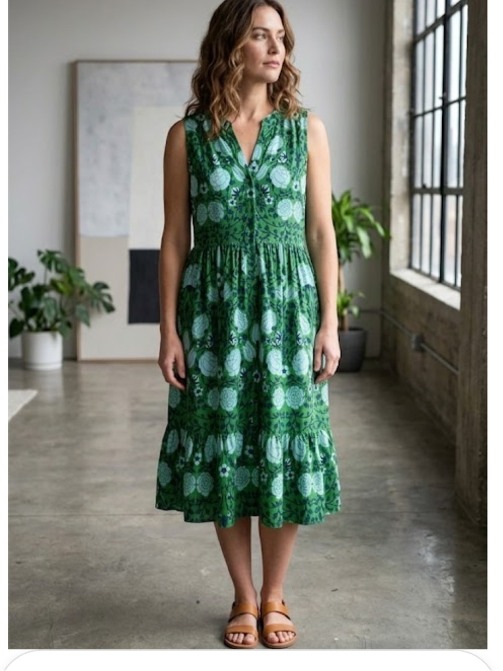 Rungolee blue green floral‎ reese dress size Small